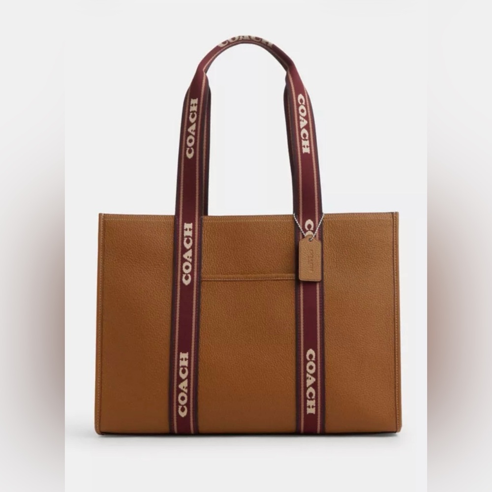 Coach Smith Large Tote Bag with Burgundy Straps